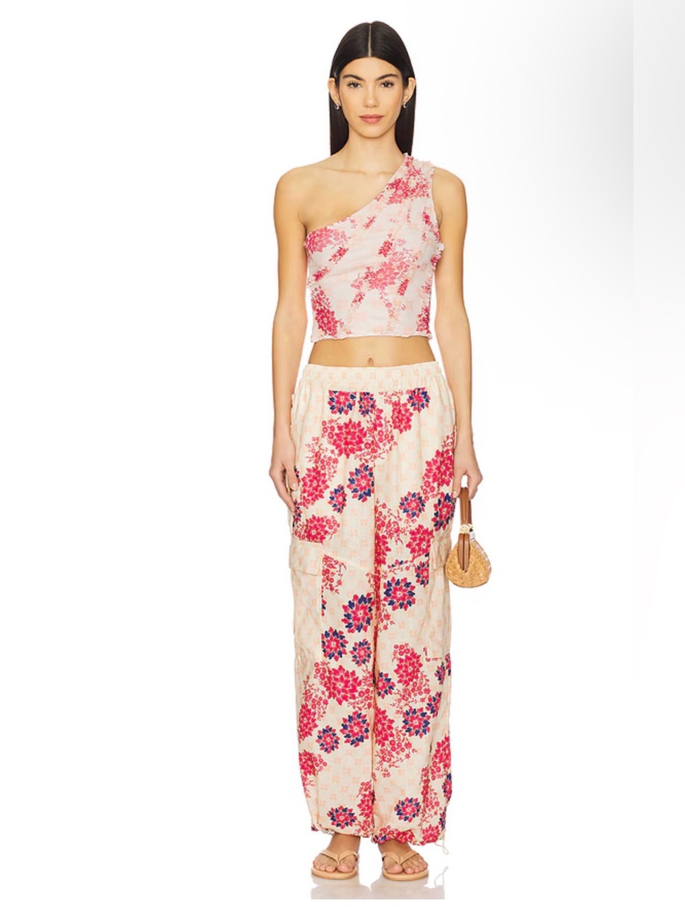 Agua Bendita x REVOLVE Nath Pink Floral Mountain Top Oriana Pants Set M